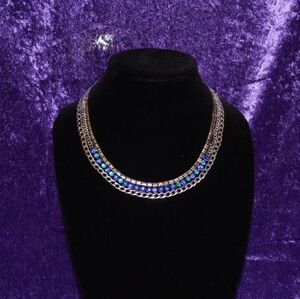16"-19" Silver Chain With Blue Stones